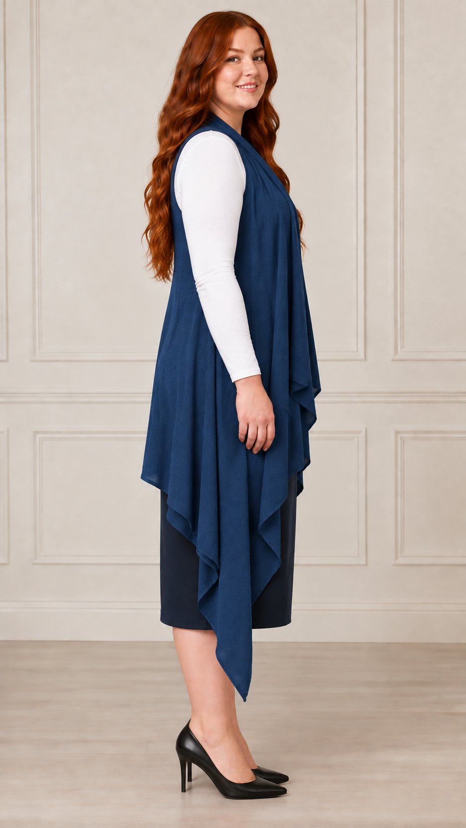NEW! Blue Stretch Knit Vest (One Size Fits Most Up To 1X)