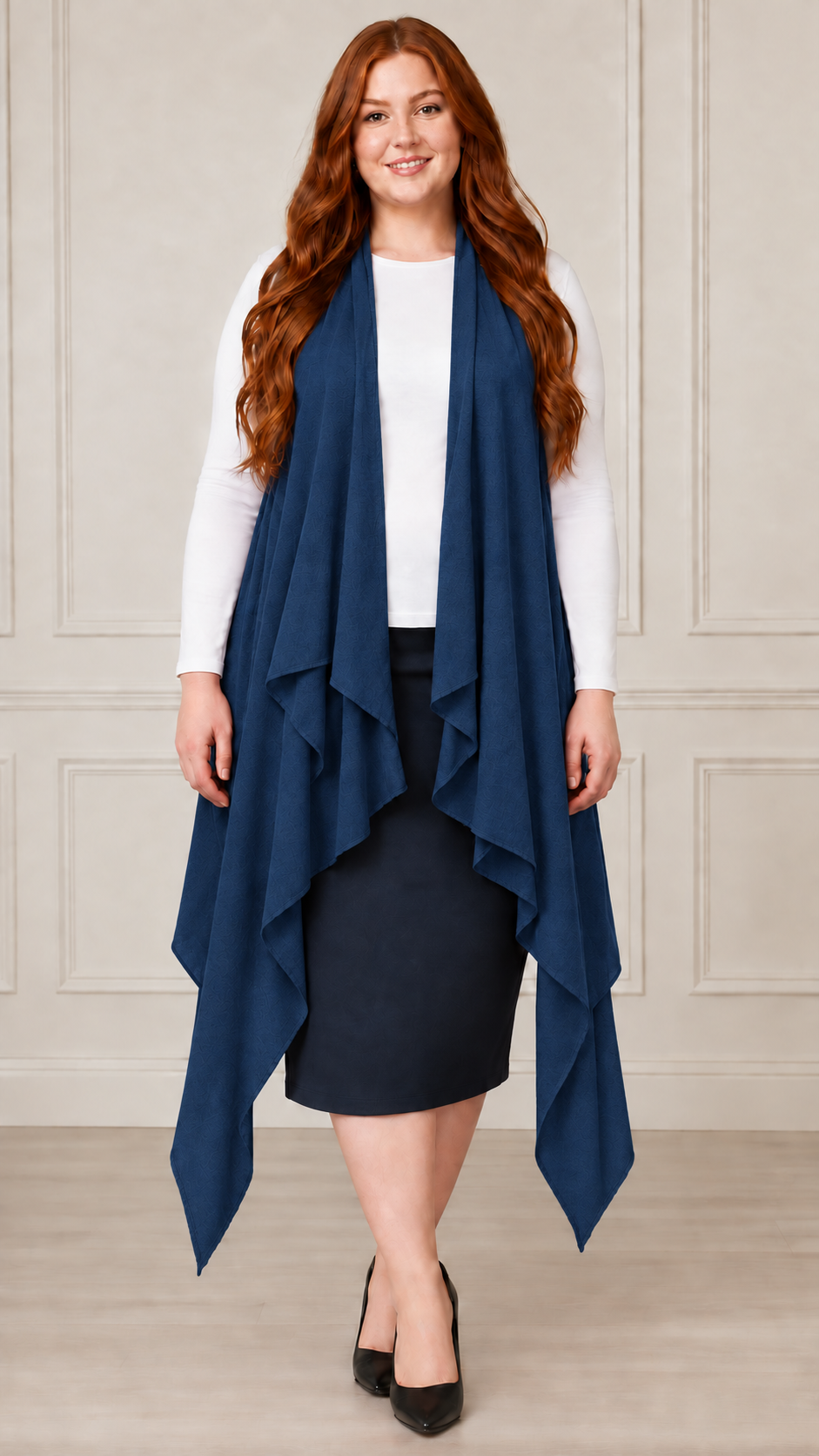 NEW! Blue Stretch Knit Vest (One Size Fits Most Up To 1X)