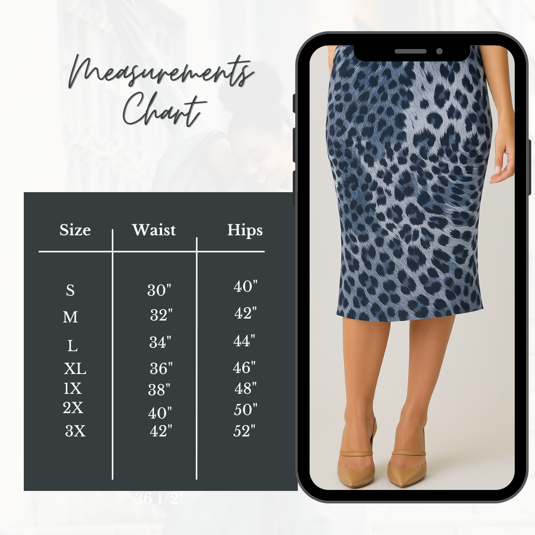 NEW! Blue Leopard Print Skirt: S-3X  Arriving In Stock: 9/18