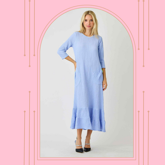 New!  "Nicole"  Blue Dress: S-3X Arriving In Stock: 10/10