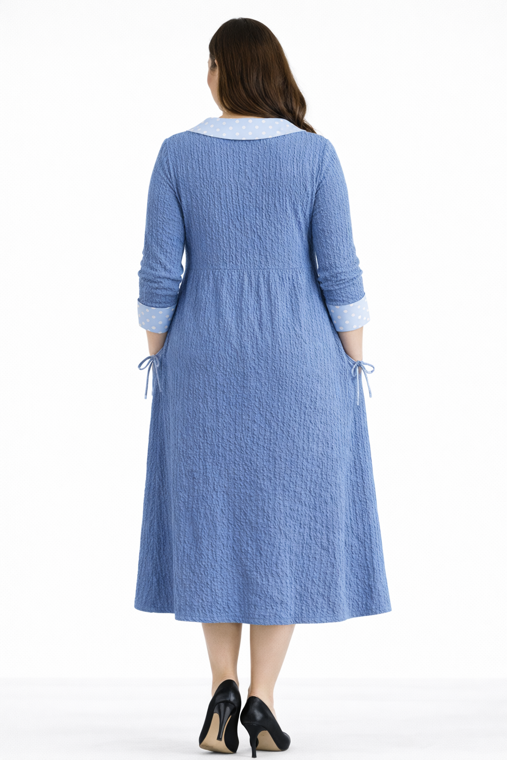 NEW! "Dorothy"  Blue/Polka Dress: S-3X