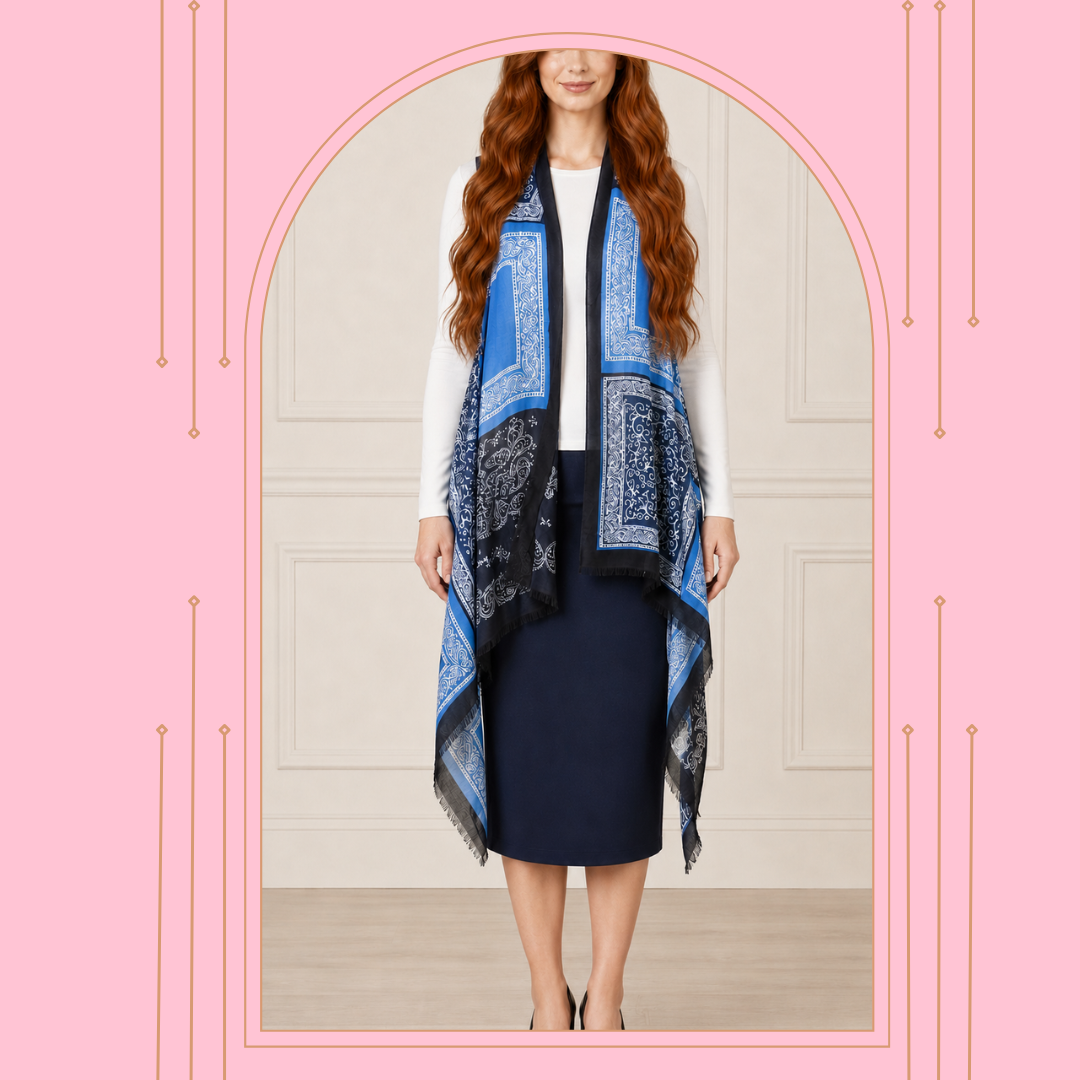 NEW! Blue "Bandana" Long Vest (One Size Fits Most Up to 1X)
