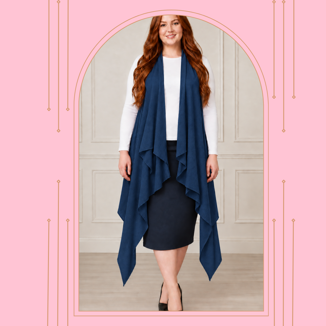 NEW! Blue Stretch Knit Vest (One Size Fits Most Up To 1X)