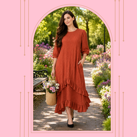New! "Bridgette" Ruffle Dress: S-M