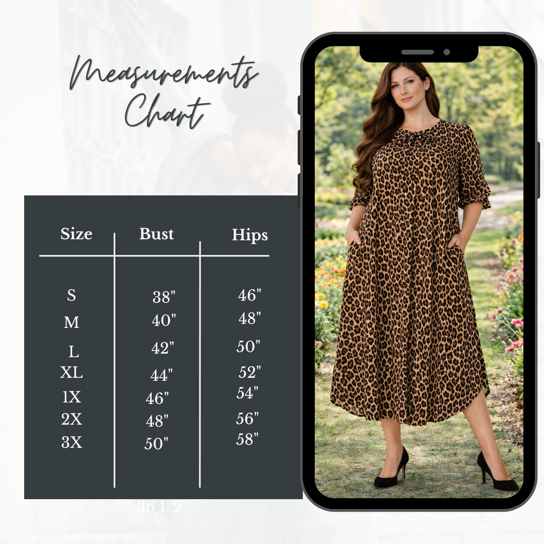 NEW! "Lisa" Leopard Print Dress: S-3X  Arriving in Stock: 4/16