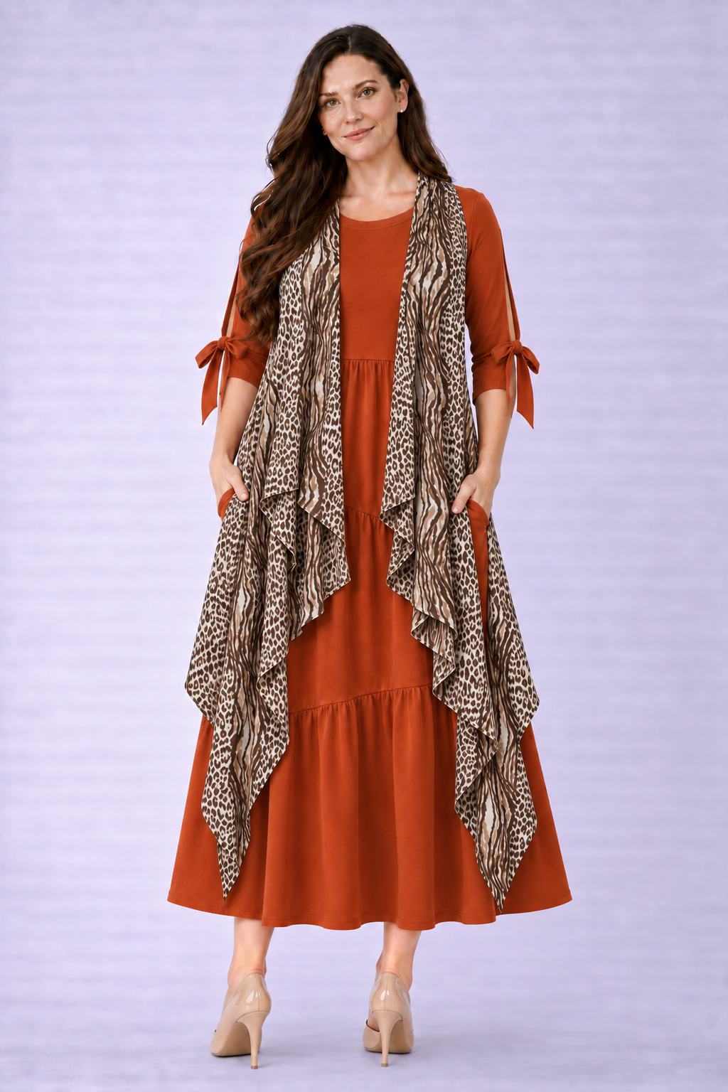 New! "Ember' Pumpkin Bow (Layering)  Dress: S-3X