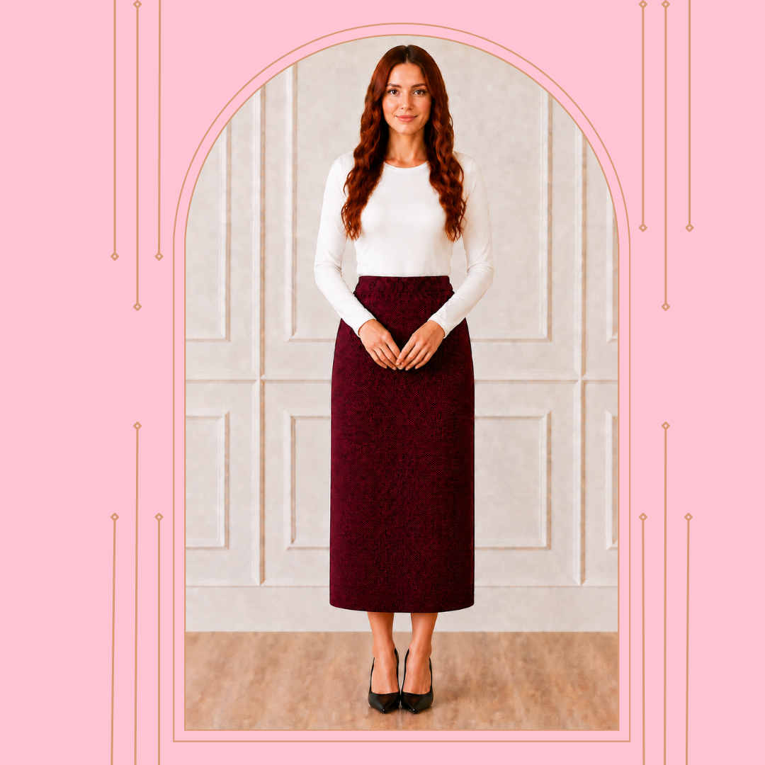 NEW! Burgundy 34" Skirt
