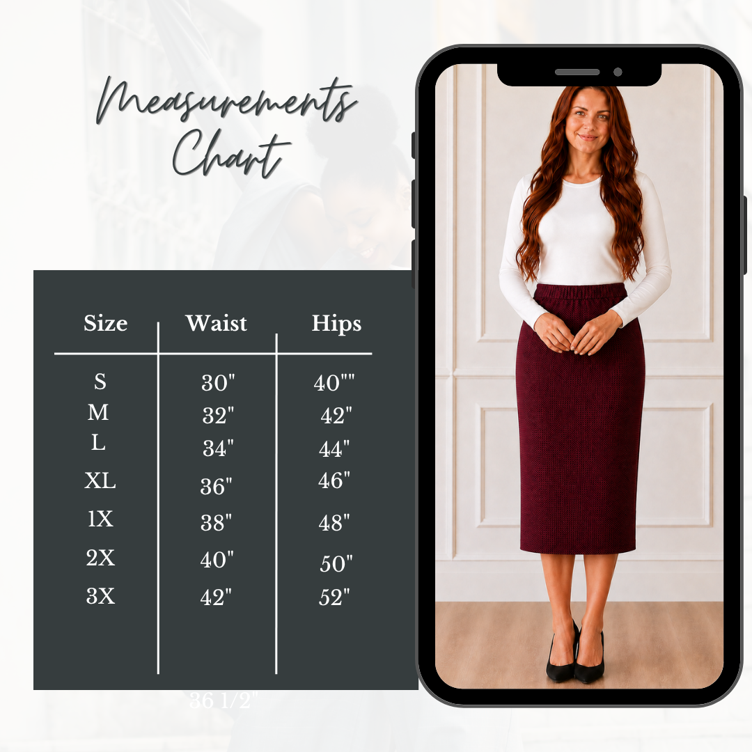 NEW! Burgundy 31" Skirt: S-5X