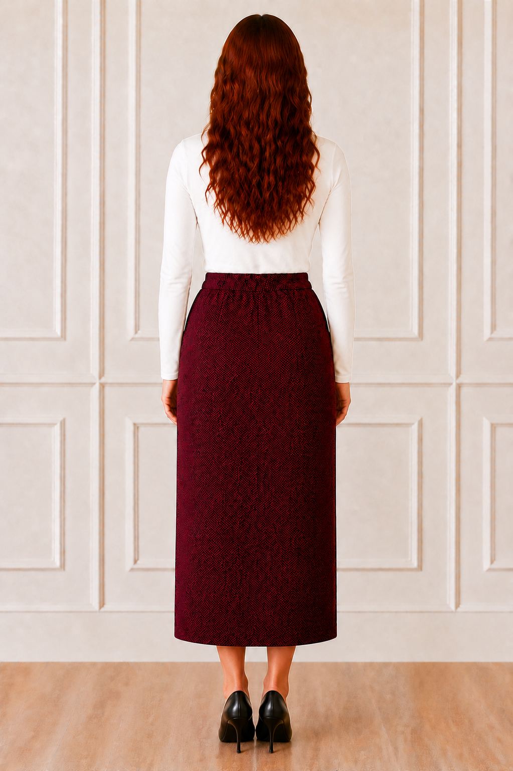 NEW! Burgundy 34" Skirt