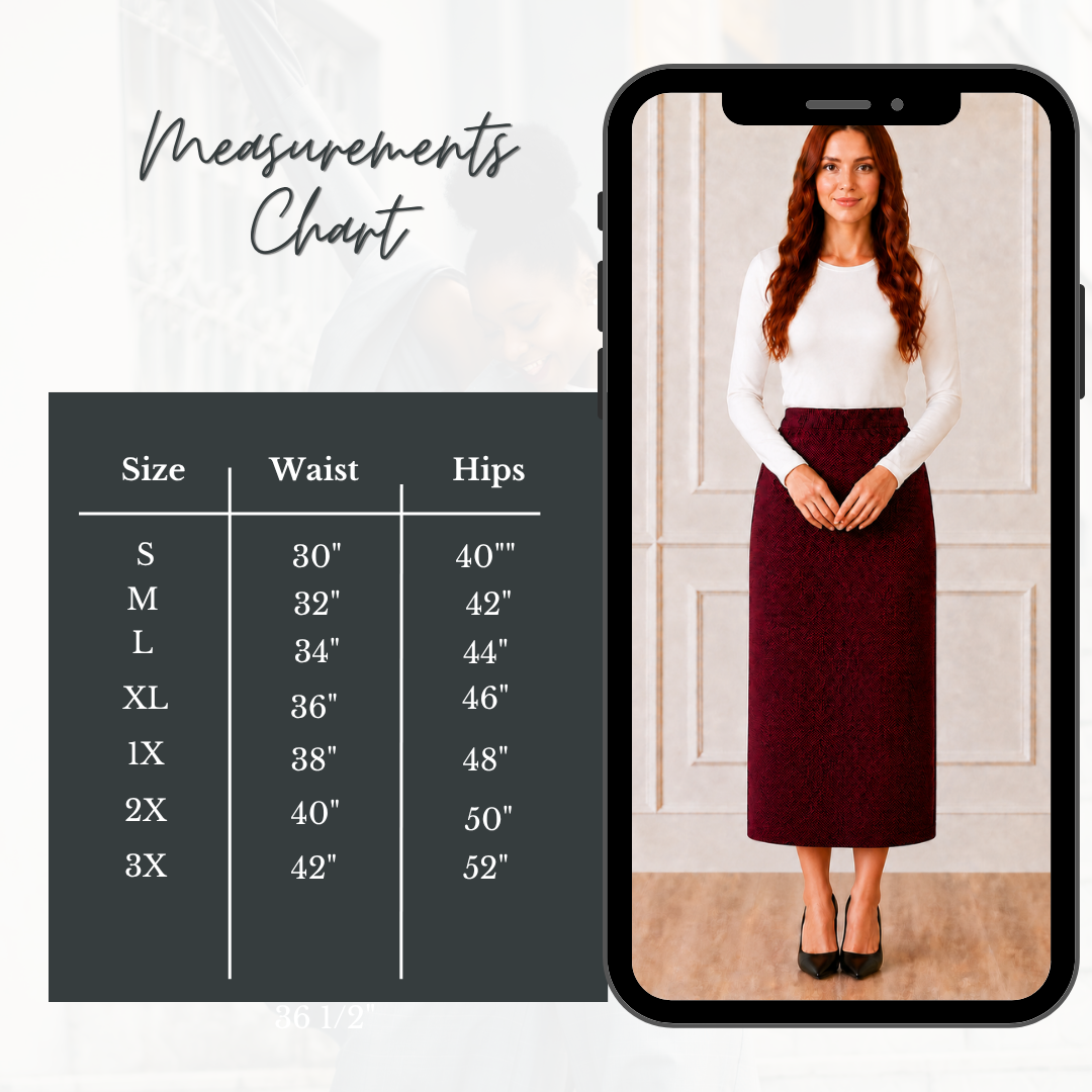 NEW! Burgundy 34" Skirt