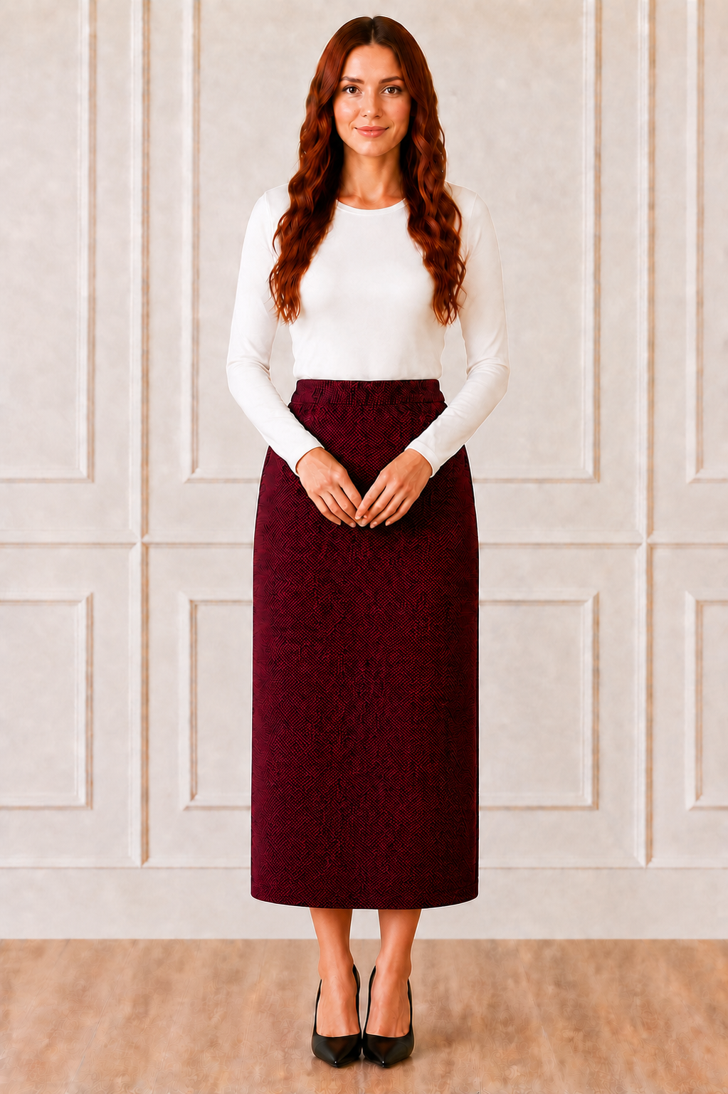 NEW! Burgundy 34" Skirt