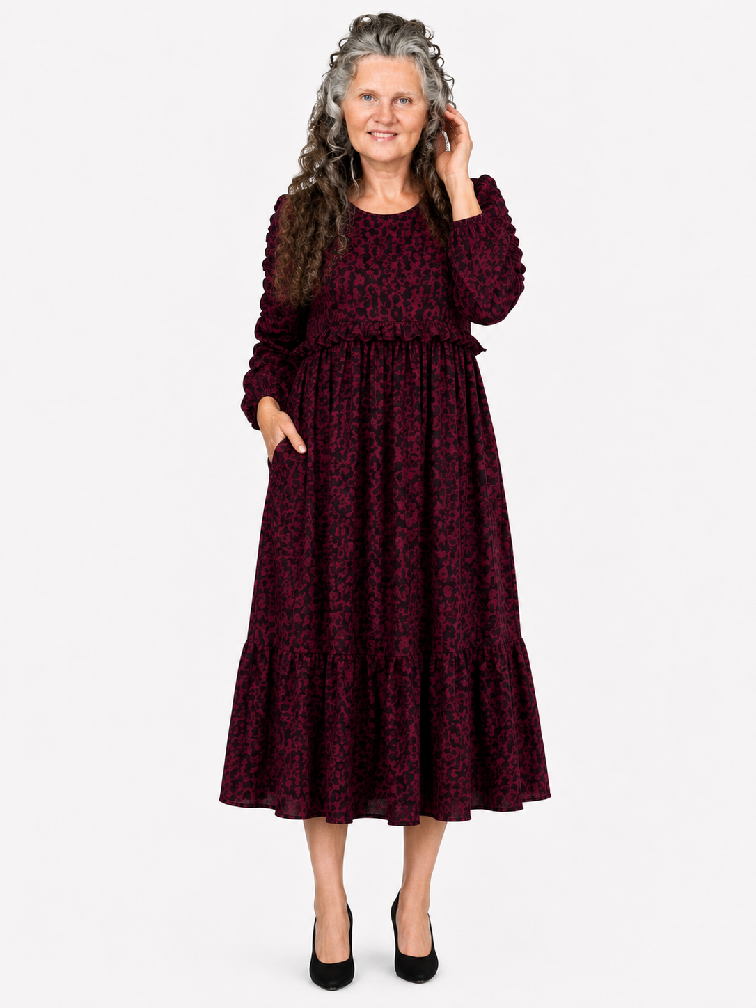 Pre-Order: NEW! "Arianna" Burgundy Leopard Dress: S-3X  Arriving in Stock: Early- Mid August!