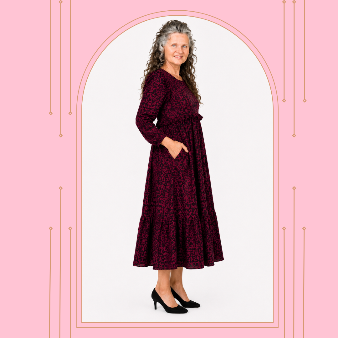 Pre-Order: NEW! "Arianna" Burgundy Leopard Dress: S-3X  Arriving in Stock: Early- Mid August!