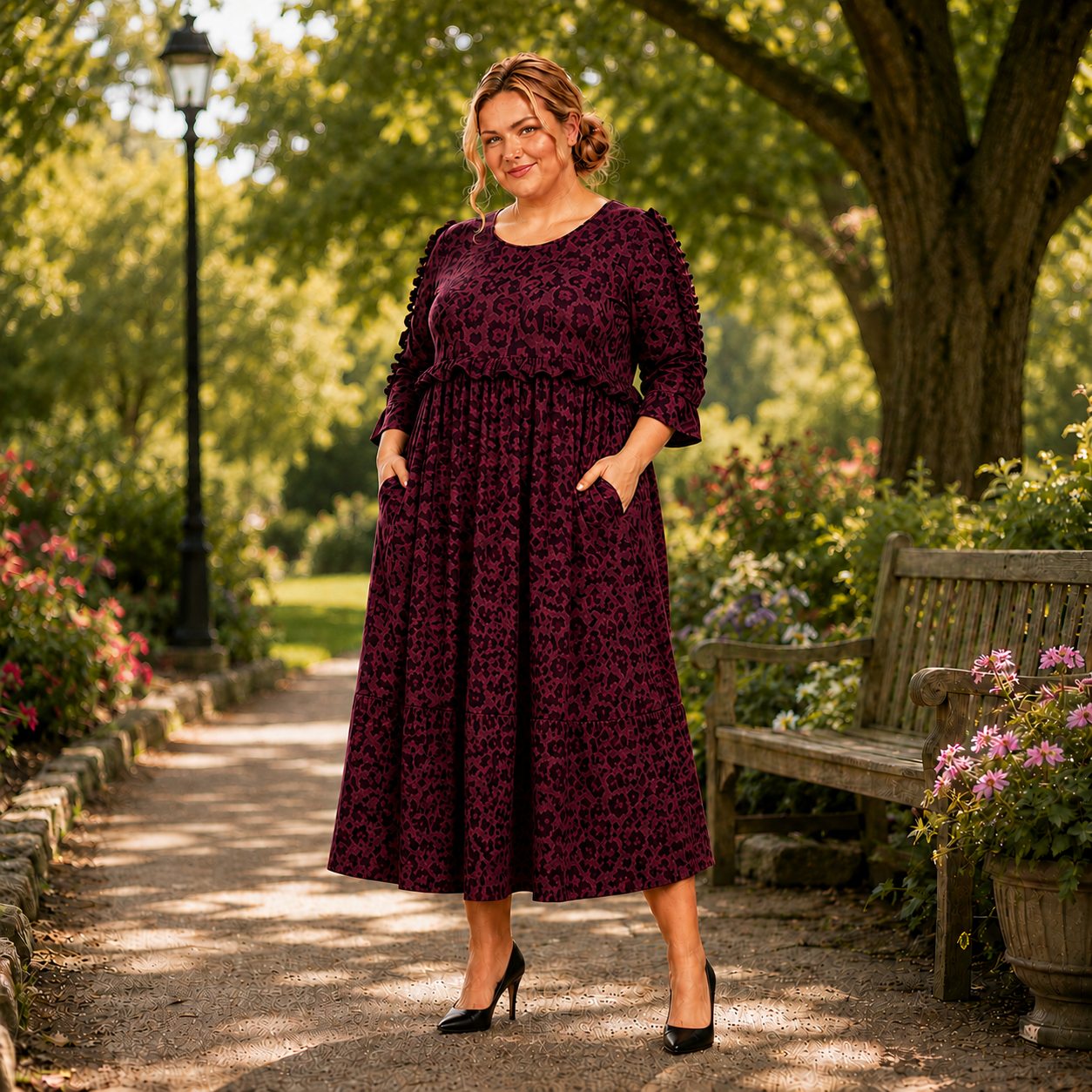 Pre-Order: NEW! "Arianna" Burgundy Leopard Dress: S-3X  Arriving in Stock: Early to Mid July!