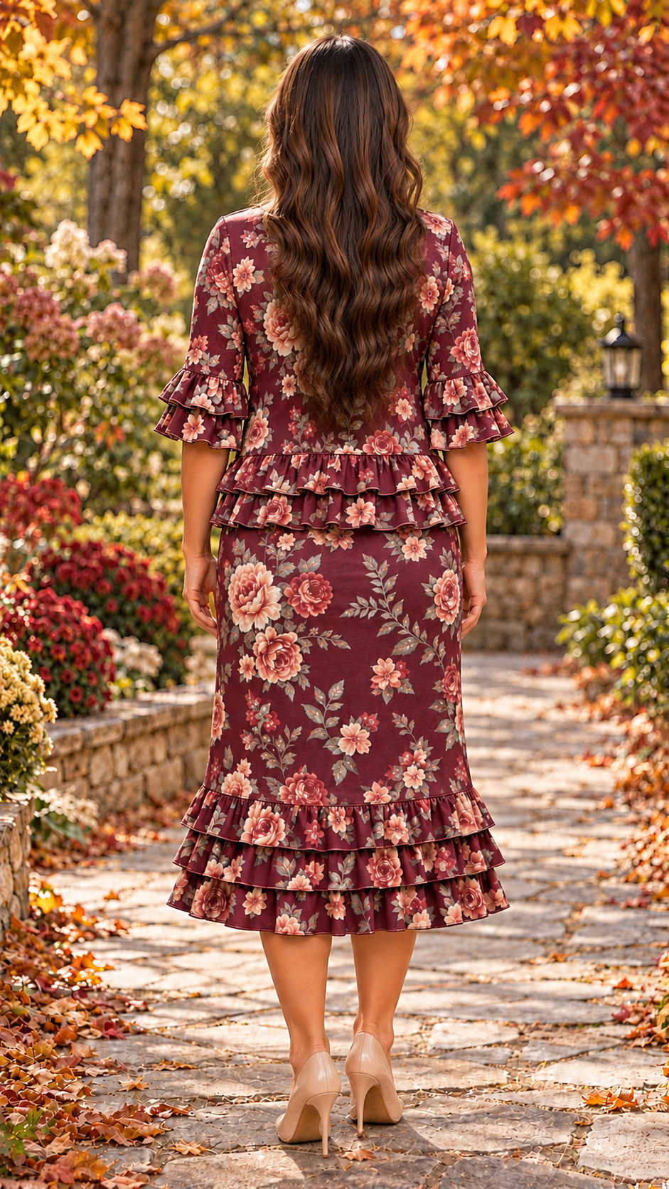PRE-ORDER: New! "Brandy" Burgundy Floral Print 2 Pc Set: S-3X