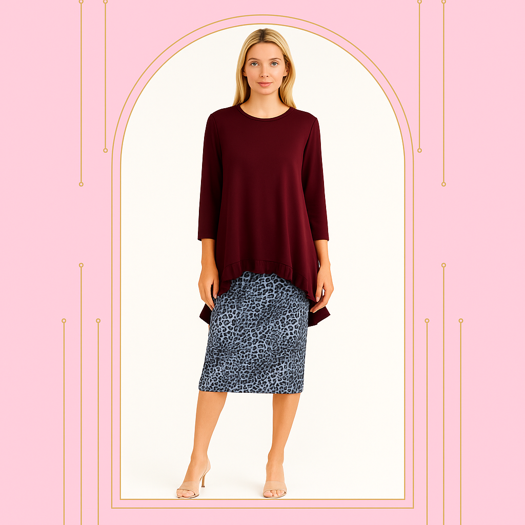 NEW! Burgundy Hi/Lo Top: S-3X