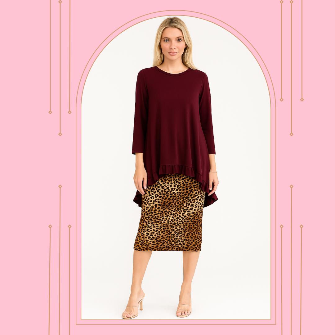 NEW! Burgundy Hi/Lo Top: S-3X