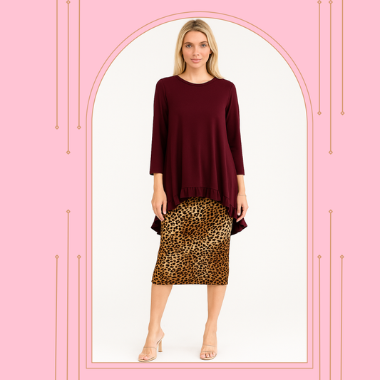 NEW! Burgundy Hi/Lo Top: S-3X