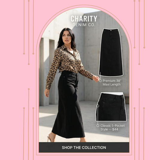 NEW! "Charity"  Black Maxi Jean Skirt: S-3X
