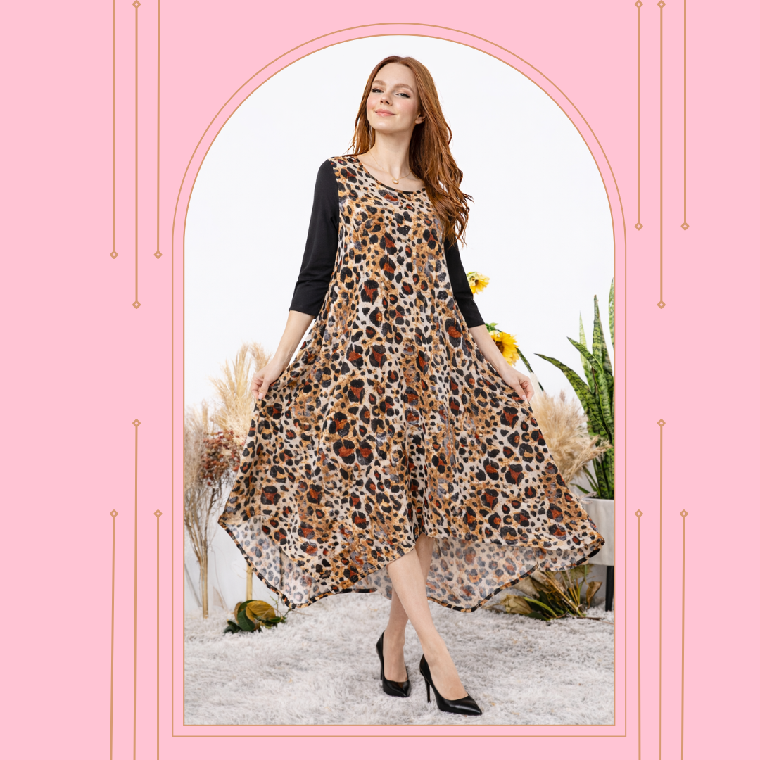 "Cheryl" Cheetah Print Dress: S-L. Final Sale!  Cannot be Returned!