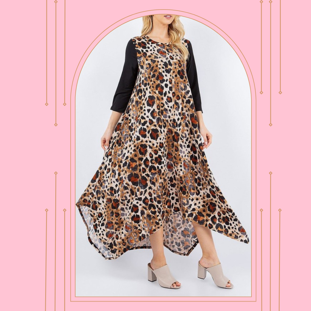 NEW! "Cheryl" Cheetah Print Dress: S-L