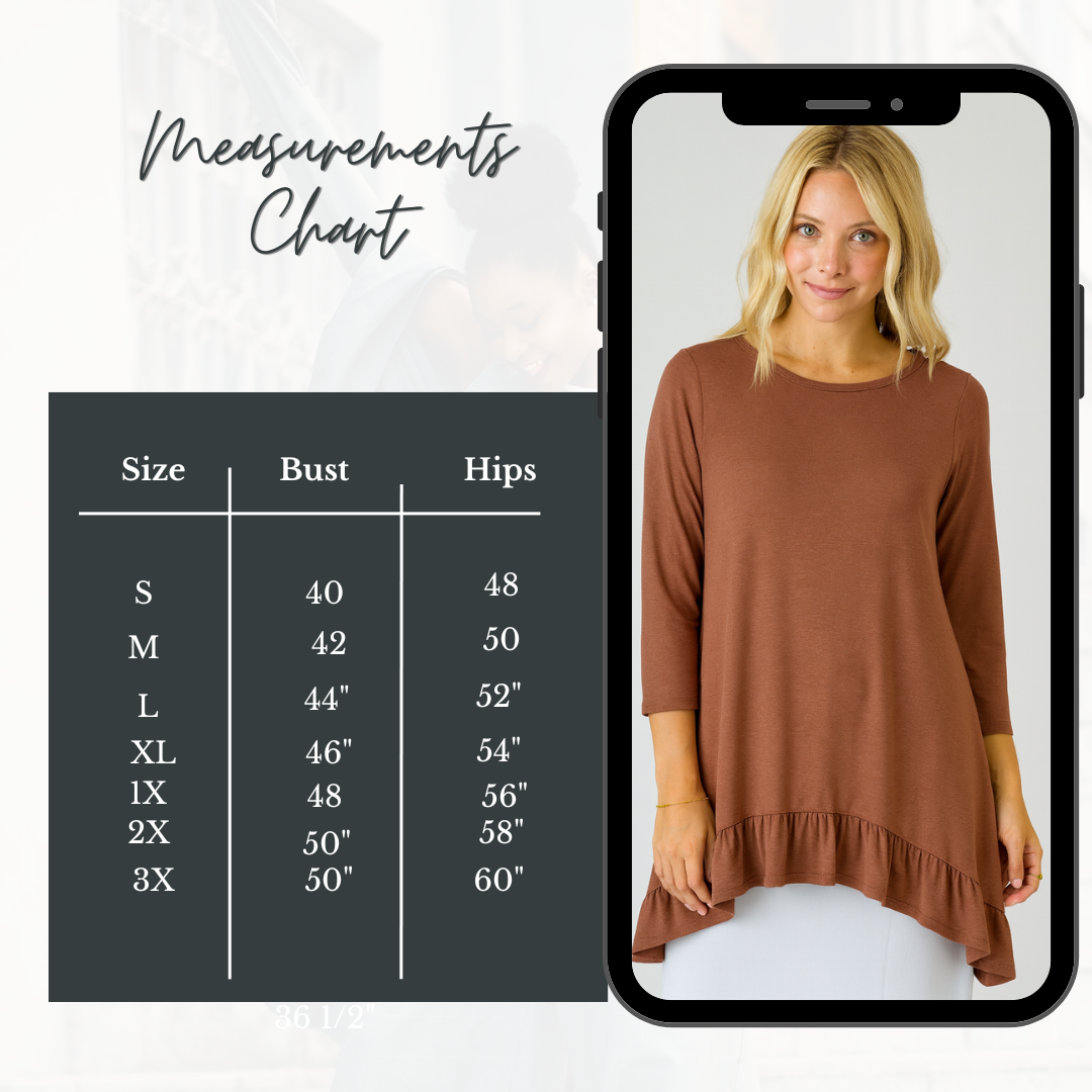 NEW! (PRE-ORDER) "Clay" Ruffle Top: S-3X  Arriving In Stock: 9/18