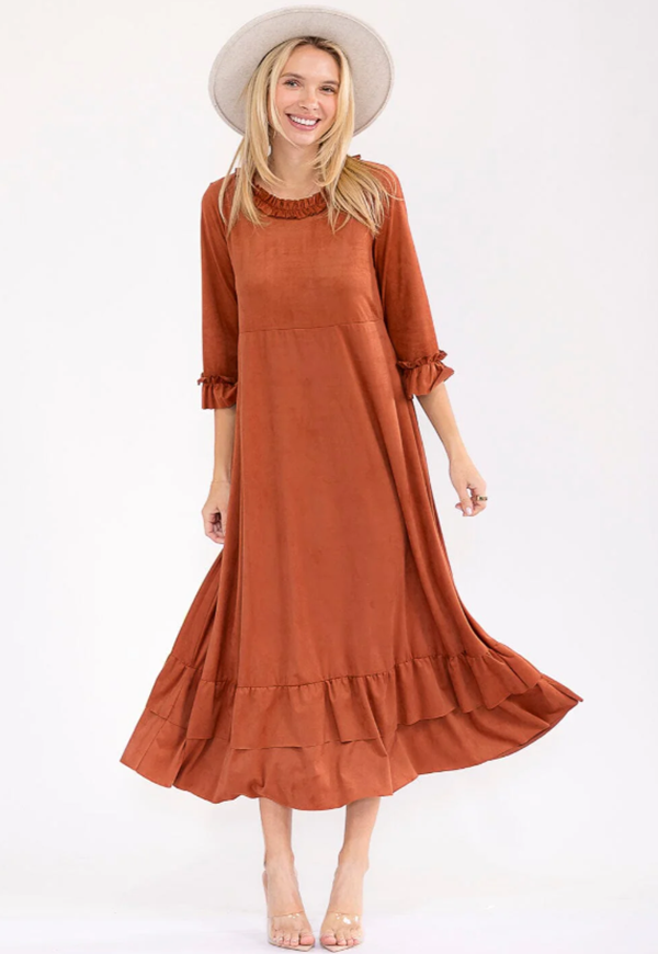 NEW! "Penny" Faux Suede Dress: S-3X