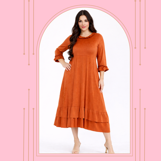 “Penny" Faux Suede Dress: S-3X. Final Sale!  Cannot be Returned!