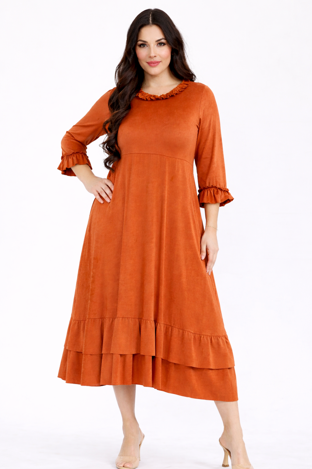 “Penny" Faux Suede Dress: S-3X. Final Sale!  Cannot be Returned!