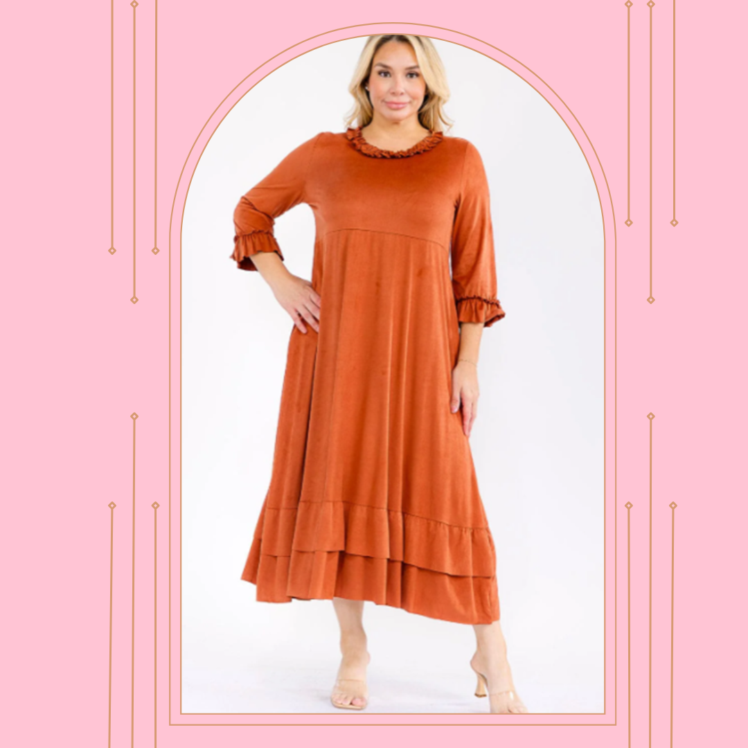 NEW! "Penny" Faux Suede Dress: S-3X