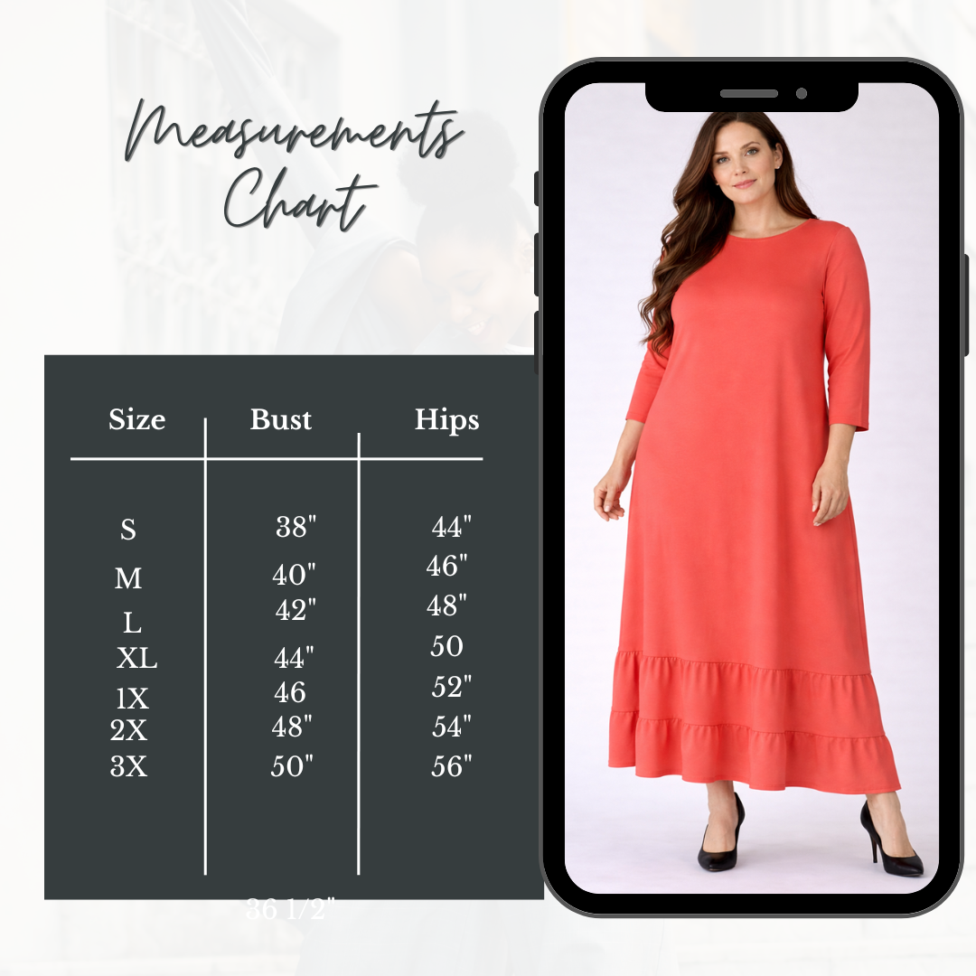 "Pre-Order"-New! "Collette" Coral Dress: S-3X (Arriving In Stock: 2/7-2/15)