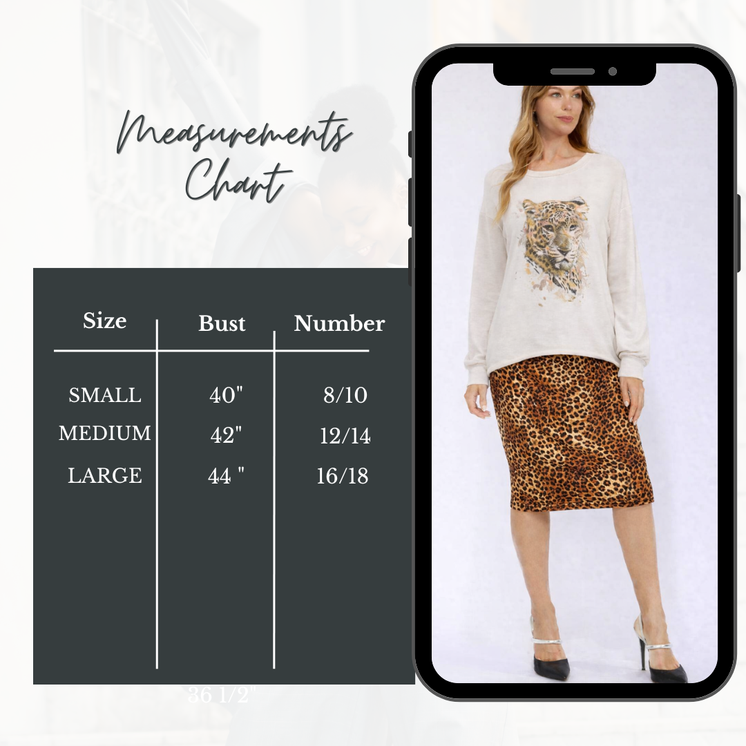 NEW! Oatmeal Leopard Top: S-L  Generous Fit!