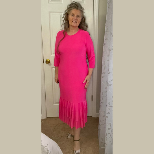 Fuchsia Ruffle Hem Dress: S-3X