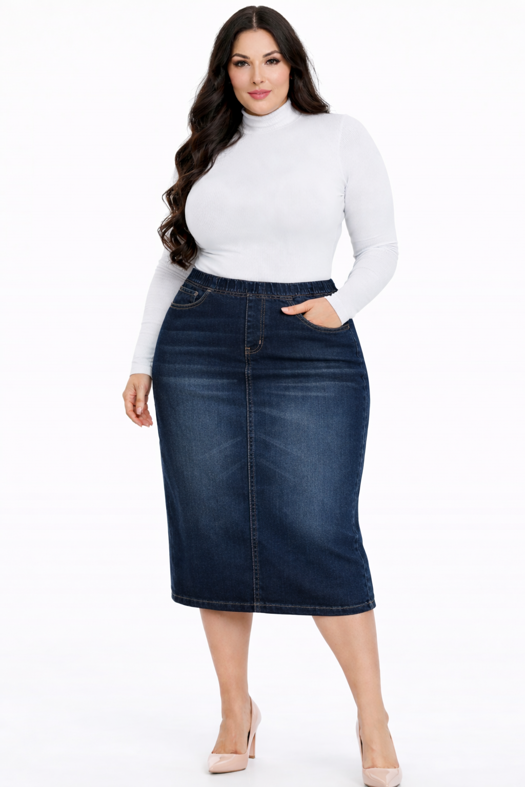 "Juliet"  Dark Indigo  Wash (#104)  XS-5X Best Selling! (Elastic Waist)