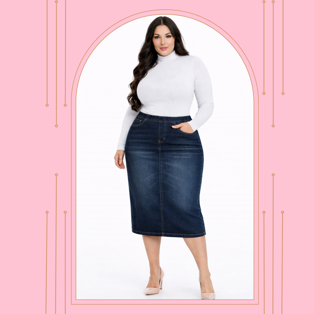 "Juliet"  Dark Indigo  Wash (#104)  XS-5X Best Selling! (Elastic Waist)