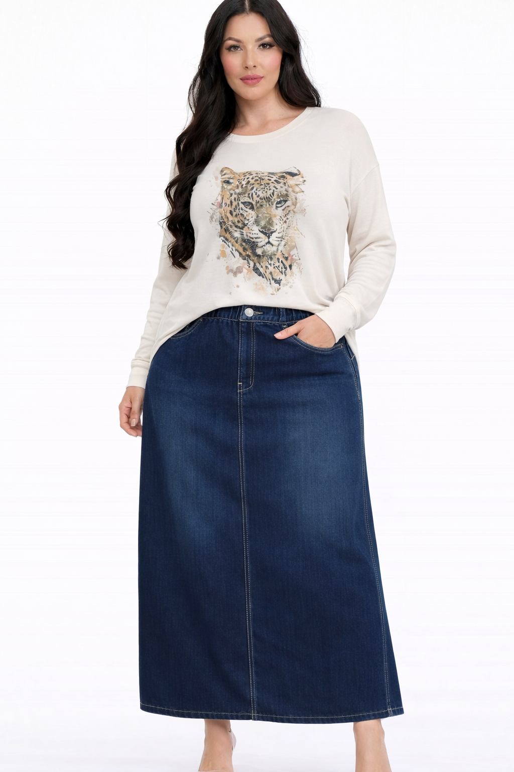 "Trudy"  Dark Indigo XS-3X (Elastic Waist)