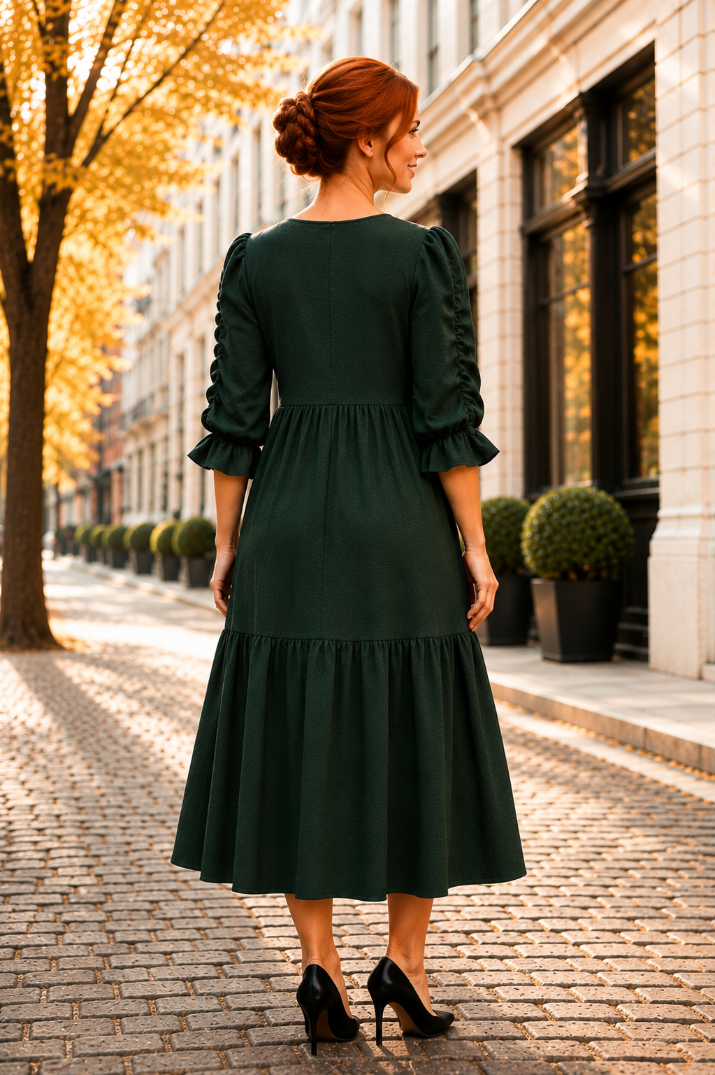 Pre-Order: "Holly"  Forrest Green Dress: S-3X  (Arriving Late August)