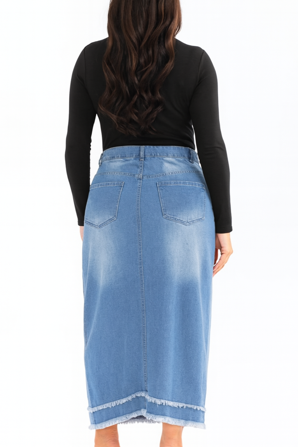 NEW! "Dawn" Light Indigo Maxi Jean Skirt: S-XL