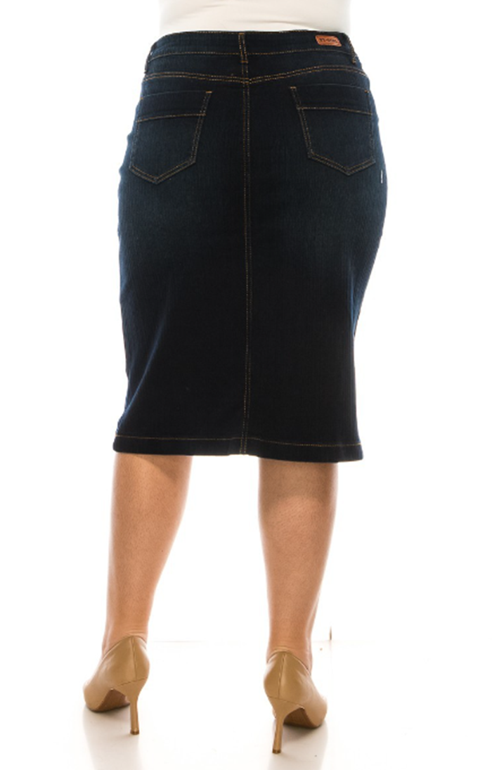 NEW! "Monica" Dark Indigo Jean Skirt: S-3X