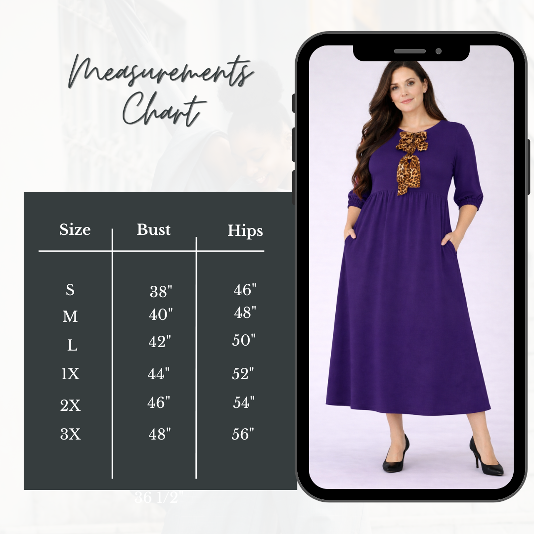 New! "Elsie"  Eggplant/Leopard Bow Dress: S-3X  Arriving in Stock: 4/4