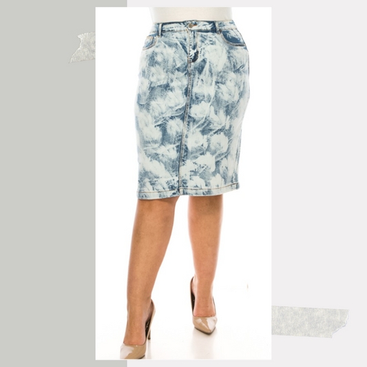 NEW! "Flora" Jean Skirt : S-3X (Arriving in Stock: 3/1)