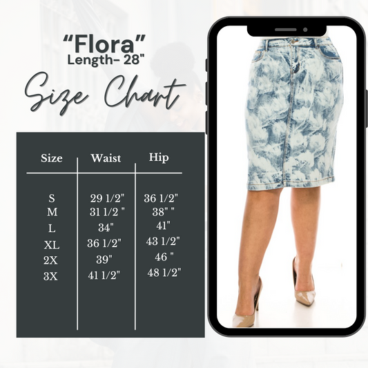 NEW! "Flora" Jean Skirt : S-3X (Arriving in Stock: 3/1)