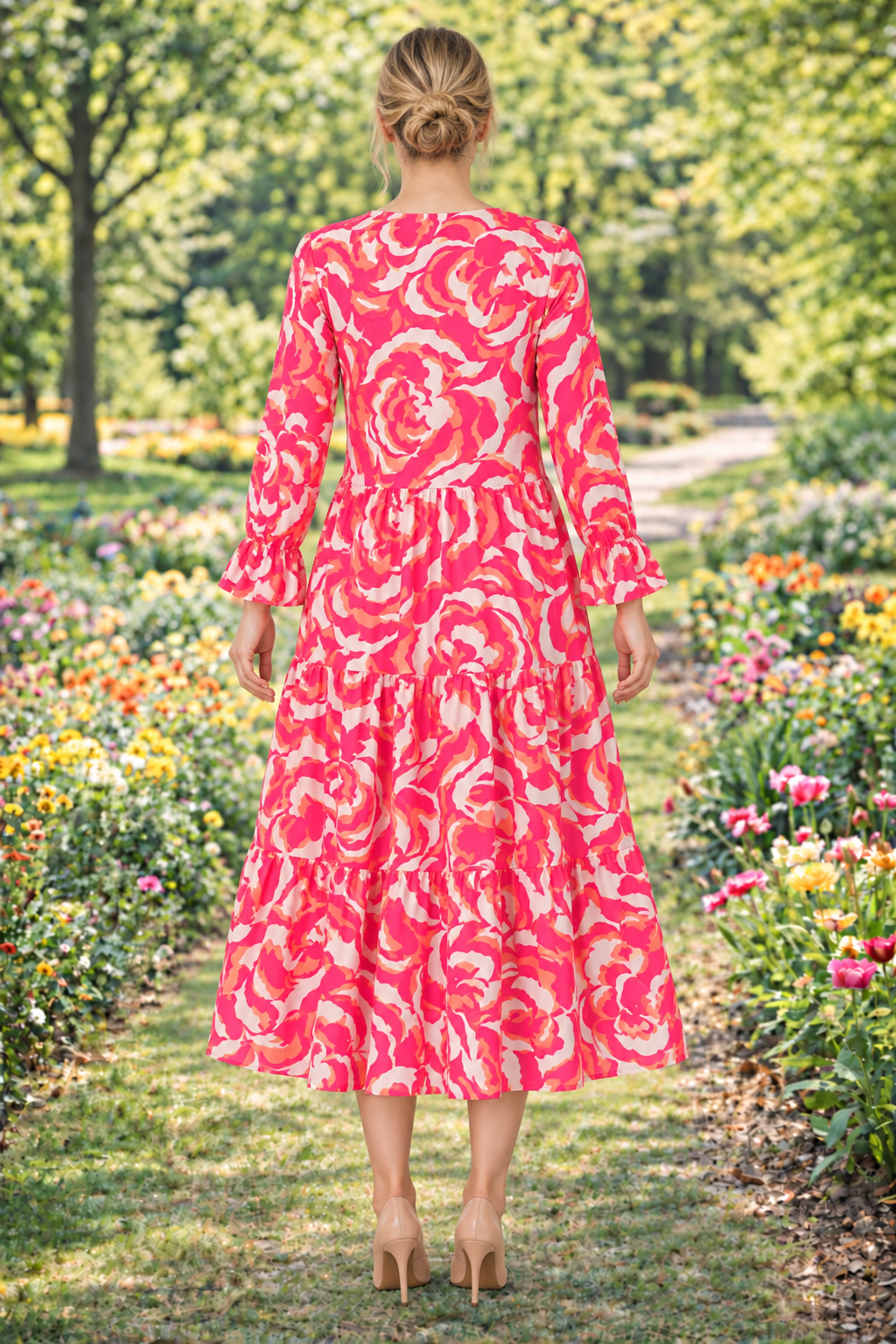 New! "Mallory" Fuchsia/Coral  Dress: S-3X  Arriving in Stock: 9/16