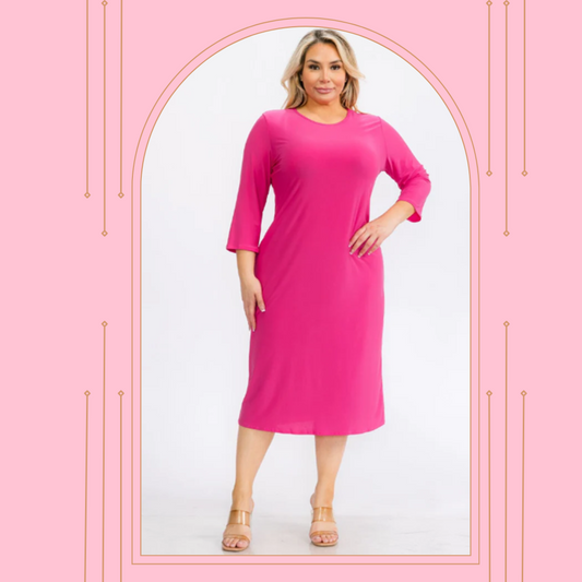 NEW! Fuchsia Layering Dress: 1X-3X  Arriving in Stock: 9/27