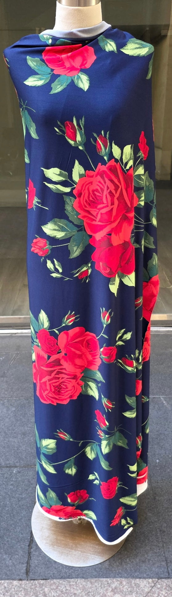 Pre-Order-New! "Scarlet" Navy/Red Roses Print Dress: S-3X (Arriving Late Oct)