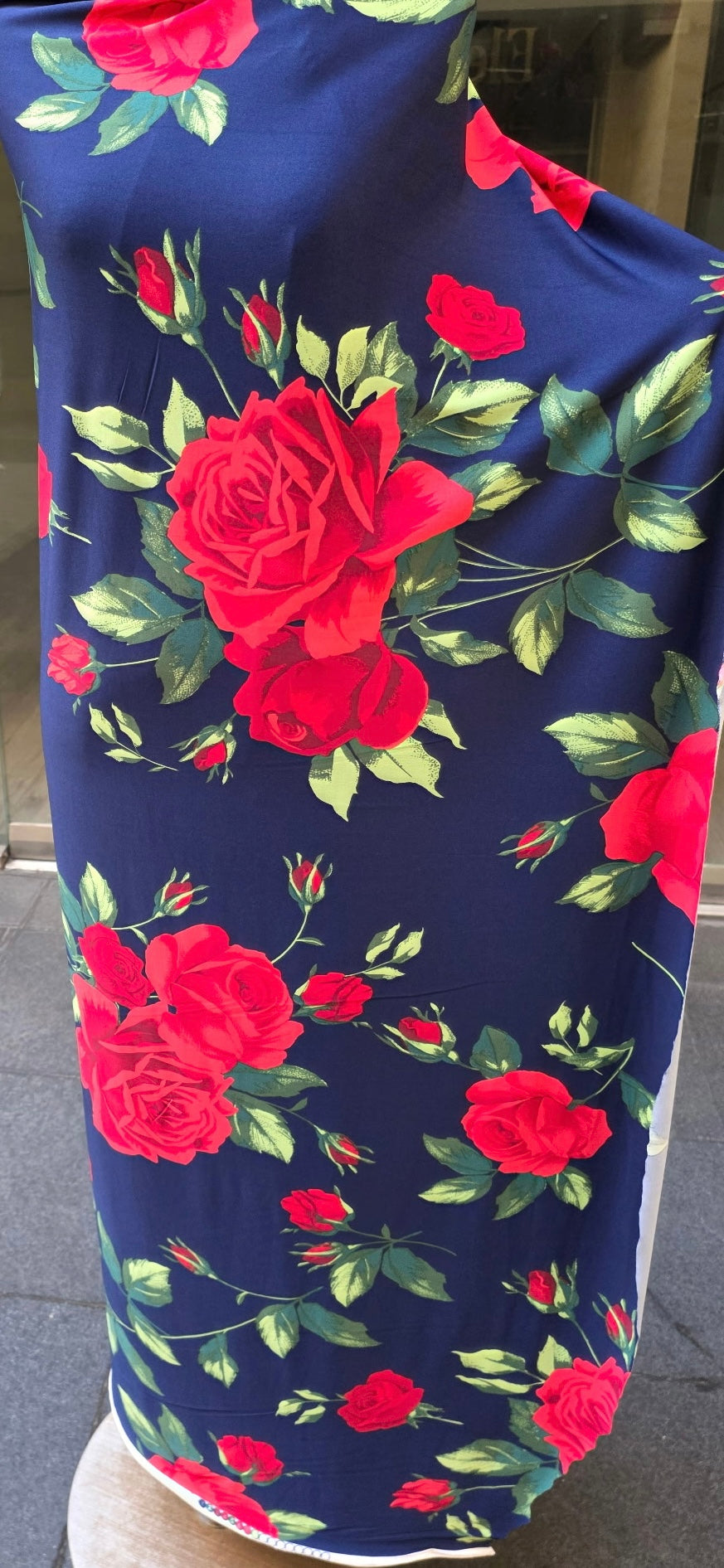 Pre-Order-New! "Scarlet" Navy/Red Roses Print Dress: S-3X (Arriving Late Oct)