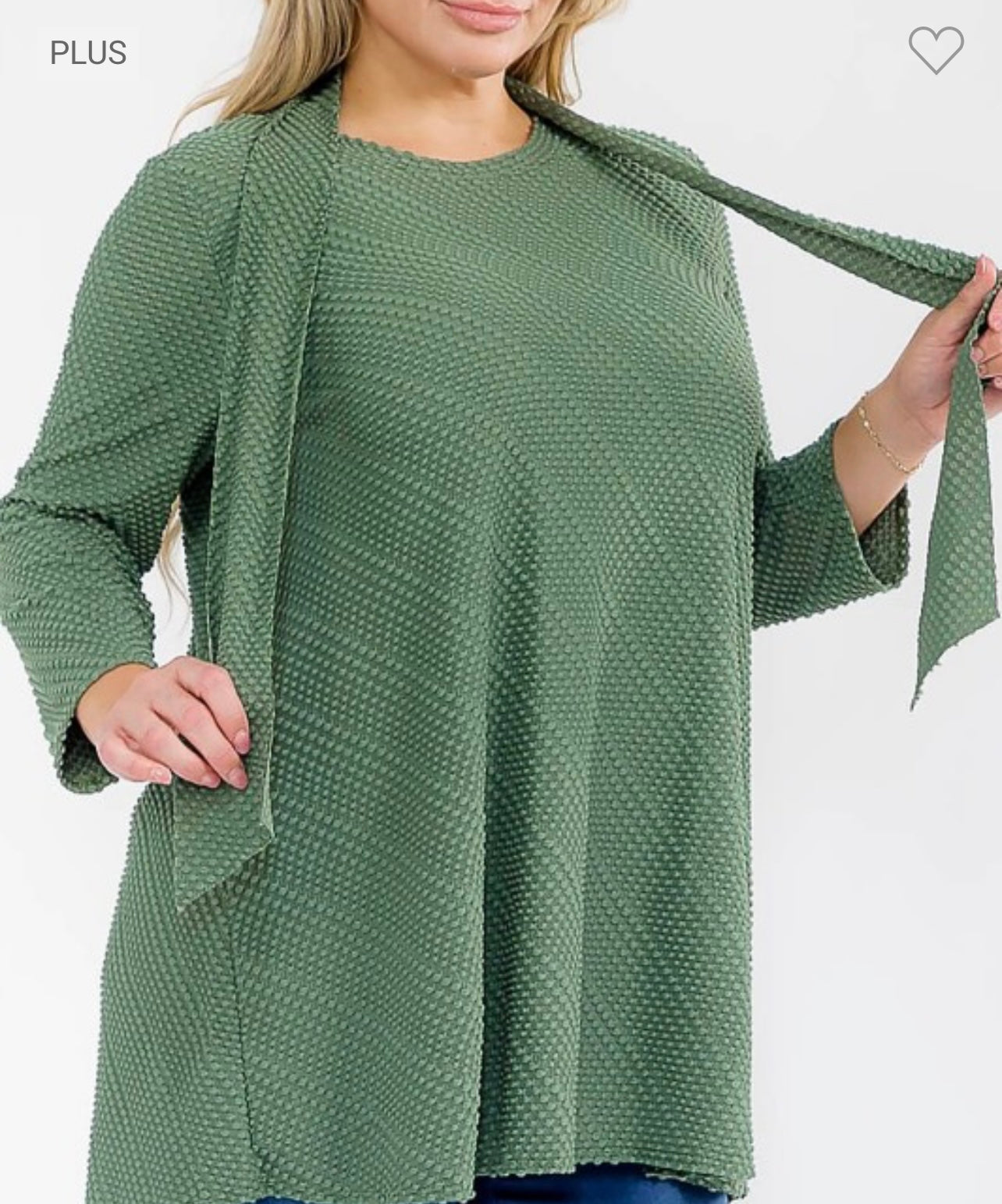 New! Olive (“Chenille” ) Textured Top: 1X -3X