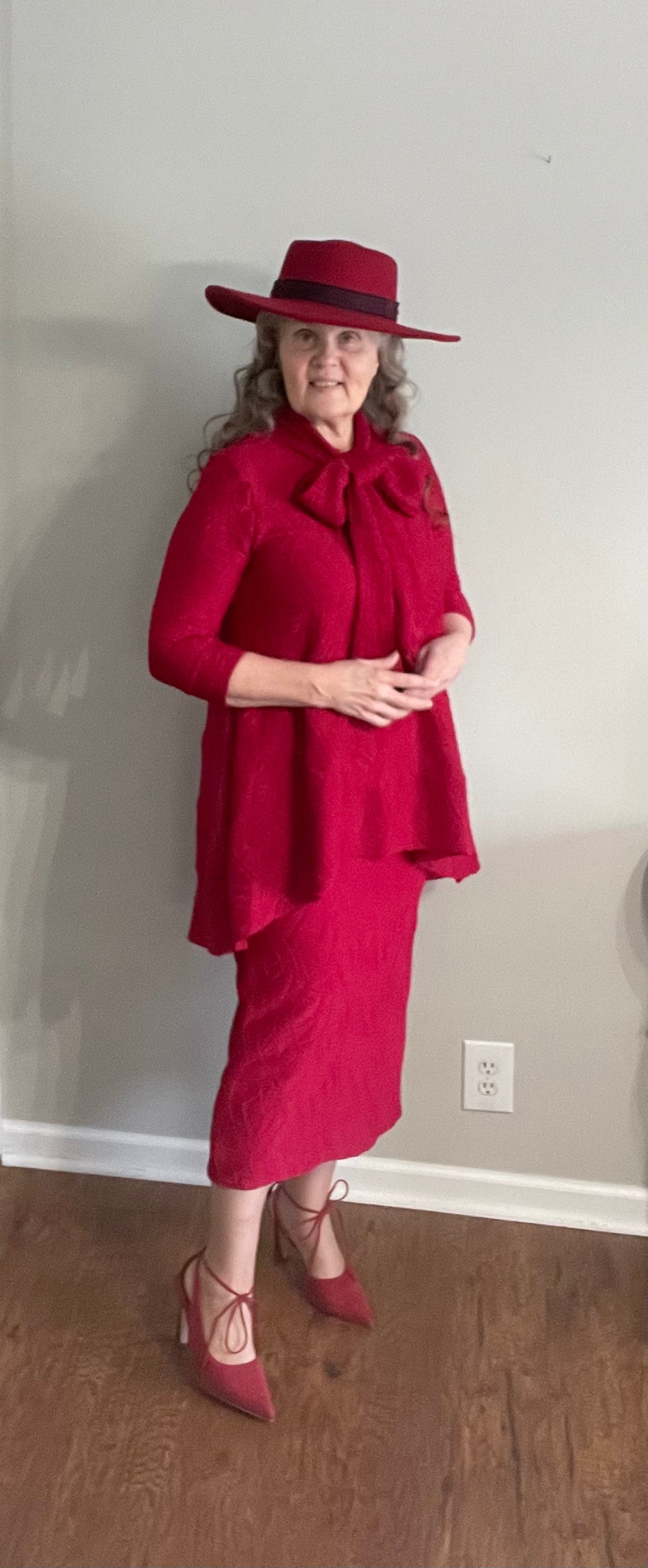 NEW! Cranberry 35" Red "Textured" Skirt : S-4X