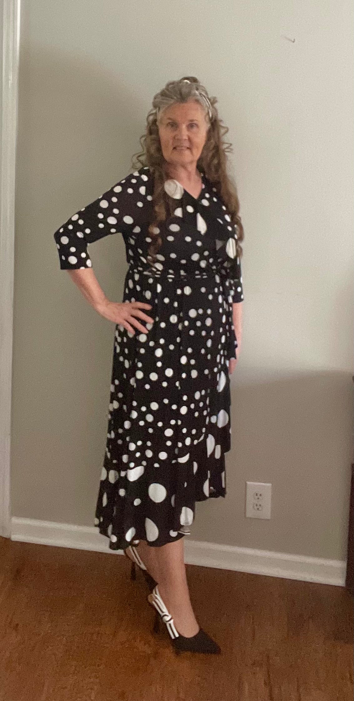 NEW! "Polly"  Polka Dot Ruffle Dress: S-L