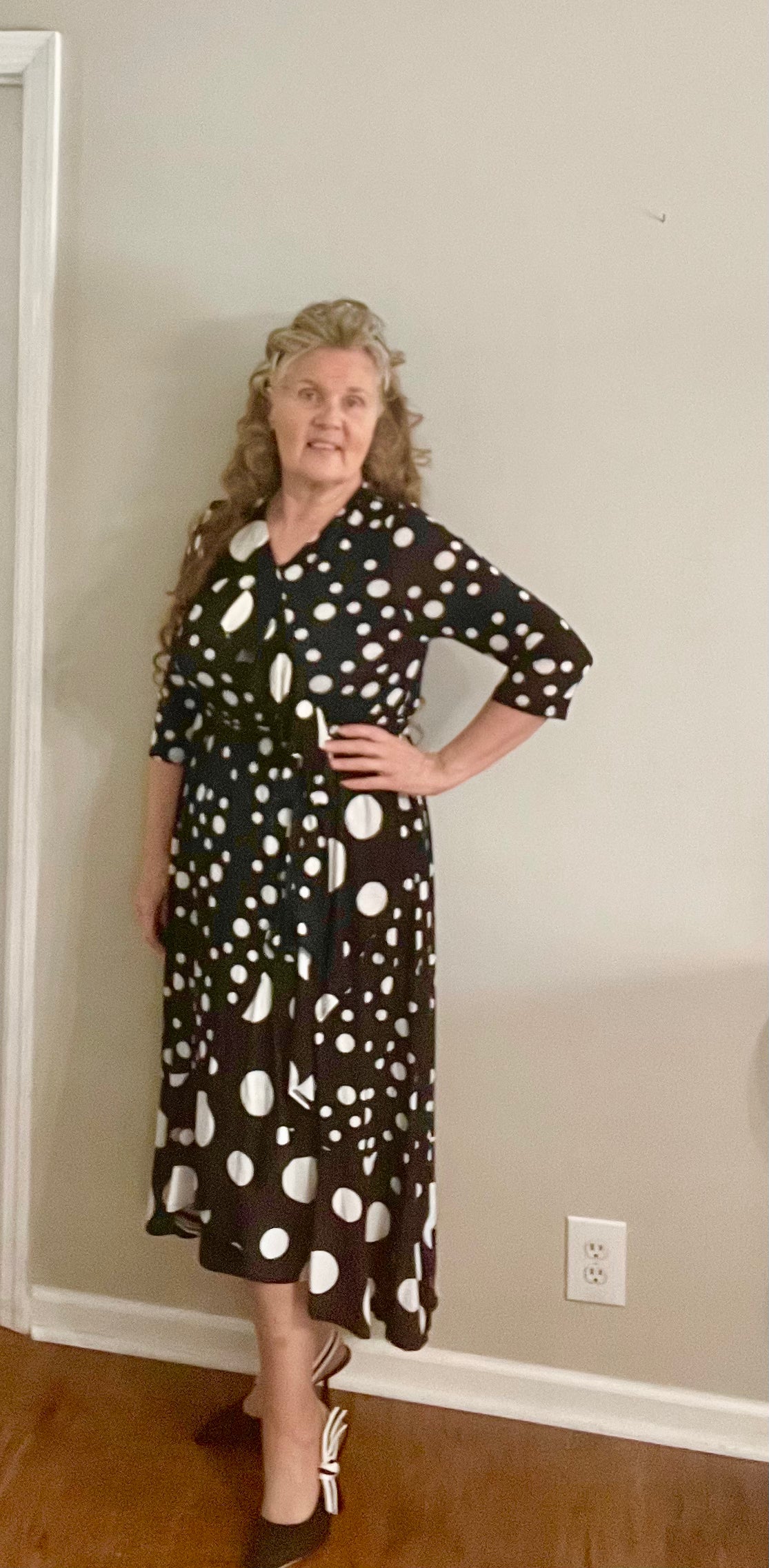 NEW! "Polly"  Polka Dot Ruffle Dress: S-L